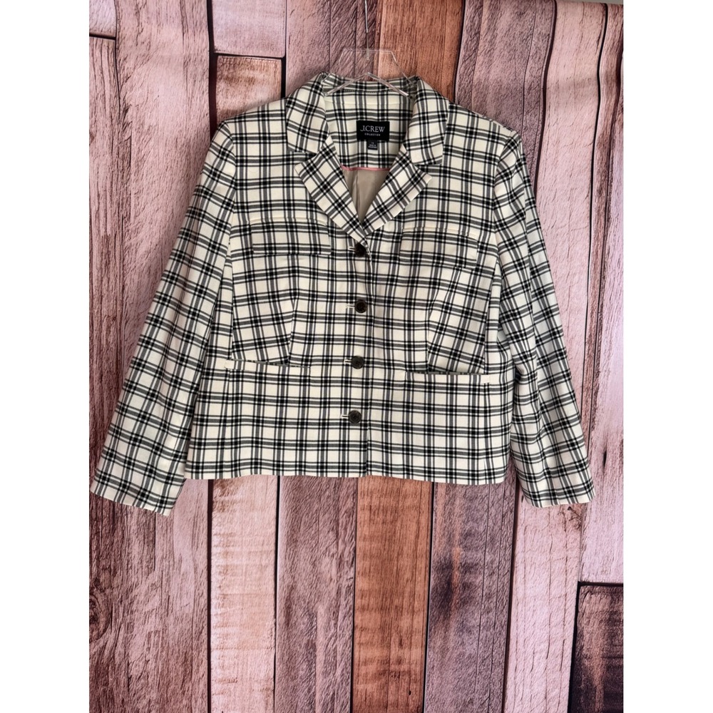 J.Crew Collection Blazer-Jacket Plaid Italian City Wool Blend Nova Fides Size 12